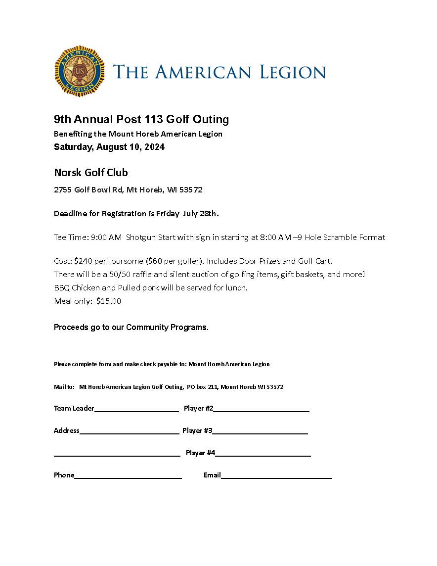 2024 LEGION GOLF OUTTING SIGN UP Sheet1