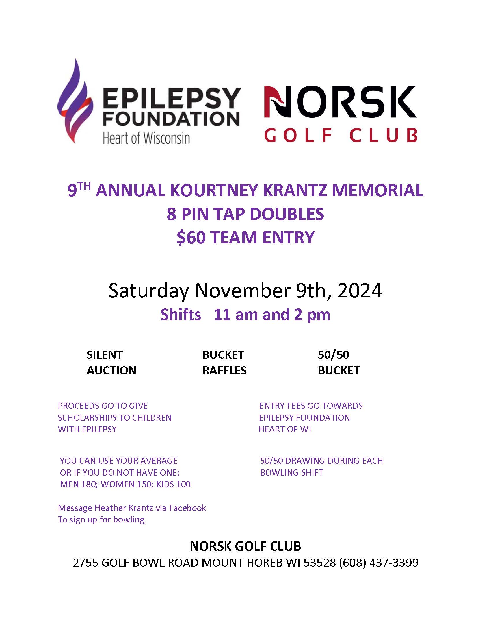 9TH ANNUAL KOURTNEY KRANTZ MEMORIAL 8 PIN TAP DOUBLES